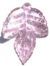 1 35x25mm Light Pink with Silver Foil Lampwork Twisted Leaf Pendant